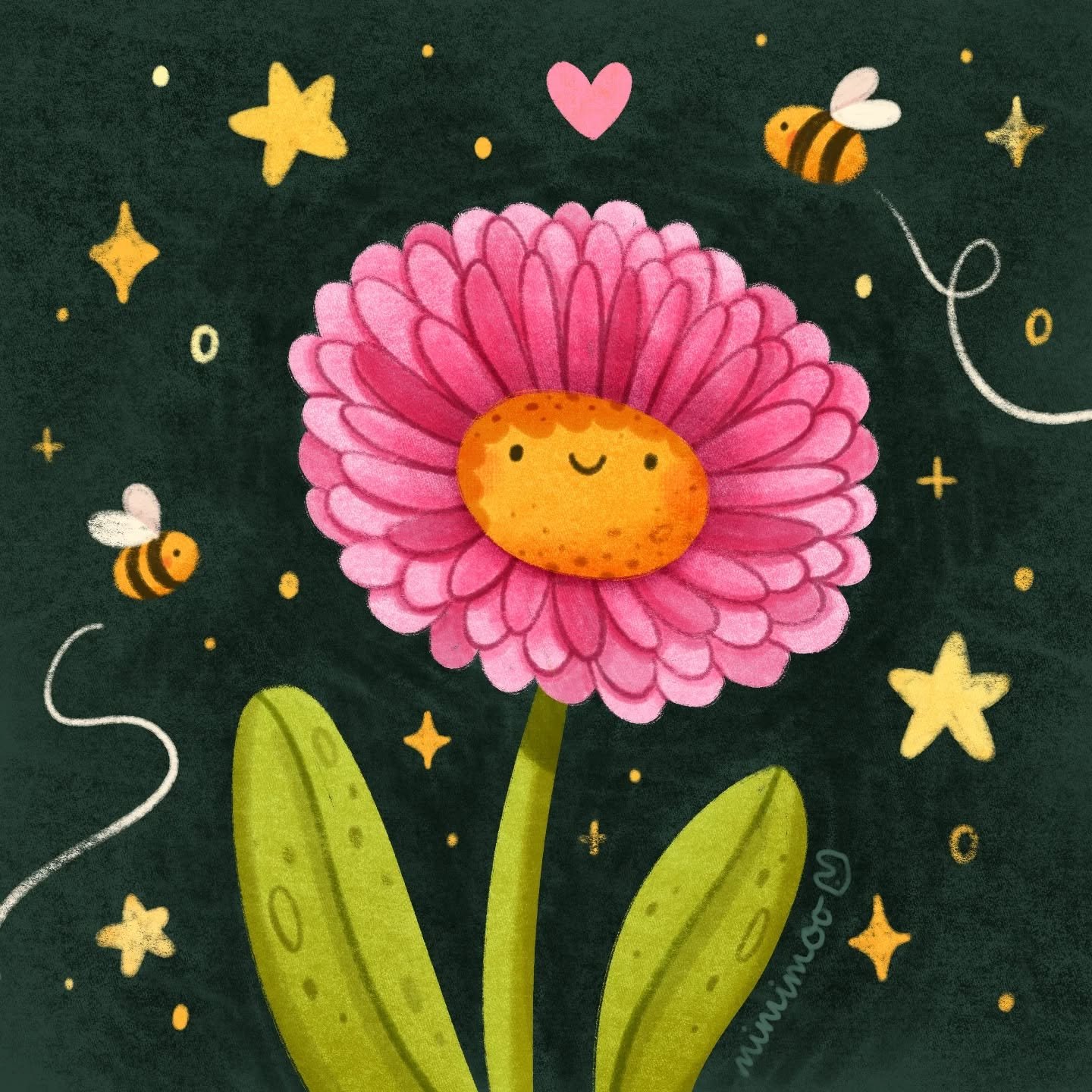 Back in my happy place drawing smiling flowers 🌷💖 This cutie was inspired by some real flowers I saw in a garden recently (swipe to see a photo) - anybody know what they're called? They're like a pink daisy but with loootts of petals 😍

Went with 